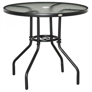 Gartentisch Garten Beistelltisch Gartenmöbel Balkontisch  mit Schirmloch Schwarz Ø80 x 72 cm