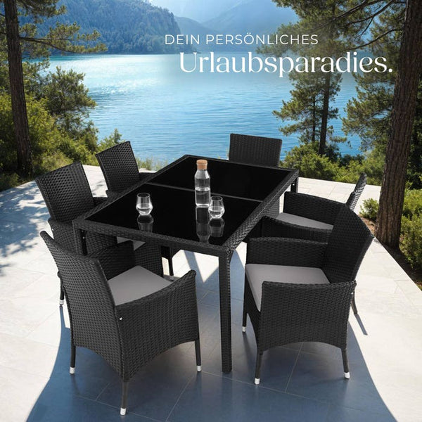 Rattan Sitzgruppe Porto schwarz/grau