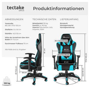 Racing Gaming Chair Twink black/azure 