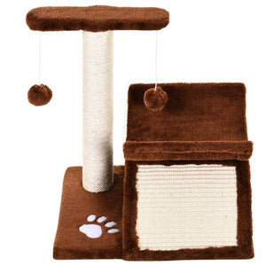 Katzenkratzbaum Spielbaum Kratzbaum Katzen mit Ball Braun L40 x B30 x H43 cm