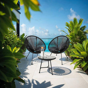 2 Santana garden chairs with table - black