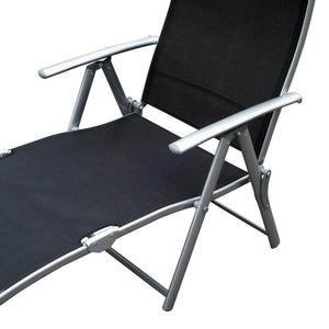 Sonnenliege klappbar mit Kissen Schwarz