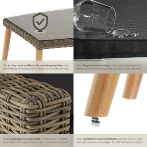 Rattan Lounge mit Aluminiumgestell Pula natur