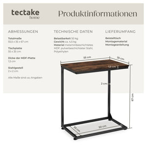 Beistelltisch Cardiff Industrial Holz dunkel, rustikal