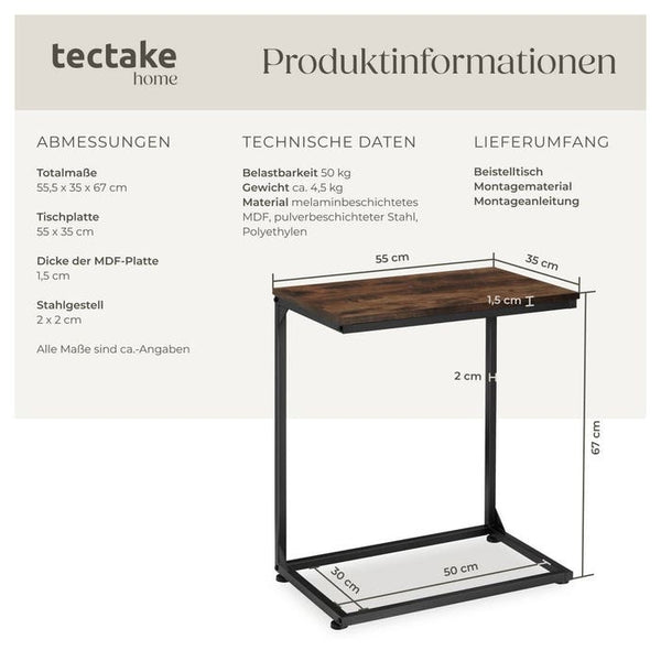 Beistelltisch Cardiff Industrial Holz dunkel, rustikal