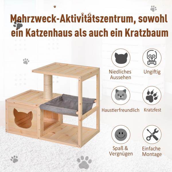 Katzenhaus Katzenkiste Katzenbaum Tannenholz Natur