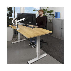 CONTINI höhenverstellbarer Bürotisch 1.4x0.8m Eiche / Gestell ET225E weiss RAL 9016