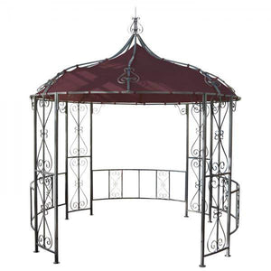 Pergola Almeria, Rundpavillon Garten Pavillon, stabiles Stahl-Gestell Ø 3m ~ rot-braun