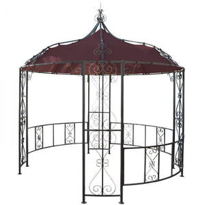 Pergola Almeria, Rundpavillon Garten Pavillon, stabiles Stahl-Gestell Ø 3m ~ rot-braun