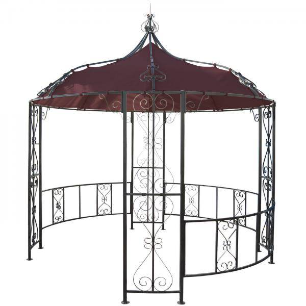 Pergola Almeria, Rundpavillon Garten Pavillon, stabiles Stahl-Gestell Ø 3m ~ rot-braun