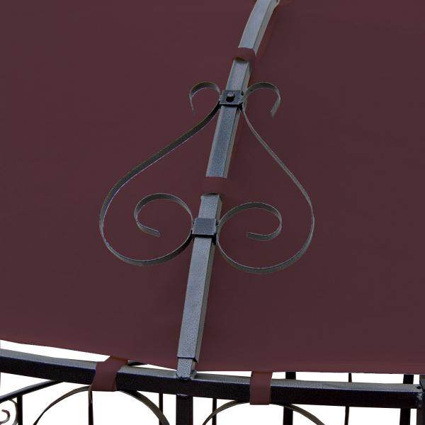 Pergola Almeria, Rundpavillon Garten Pavillon, stabiles Stahl-Gestell Ø 3m ~ rot-braun