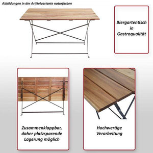 Biergartentisch HWC-J40, Klapptisch Gartentisch, Gastronomie-Qualität Akazie MVG-zertifiziert 120x60cm ~ naturfarben