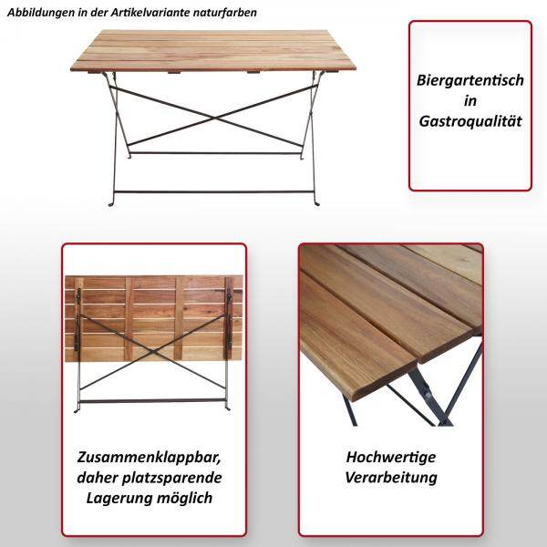 Biergartentisch HWC-J40, Klapptisch Gartentisch, Gastronomie-Qualität Akazie MVG-zertifiziert 120x60cm ~ braun
