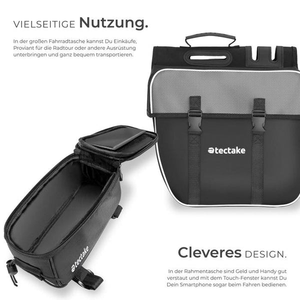 Set Fahrradtasche Georg und Fahrradrahmentasche schwarz 20 x 9,5 x 10 cm