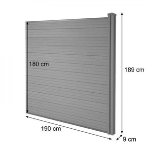 WPC-Sichtschutz Sarthe, Windschutz Zaun, WPC-Pfosten ~ Erweiterungselement, 1,88m anthrazit