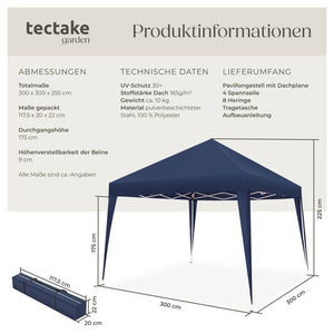Faltbarer Pavillon Linosa 3x3 m blau