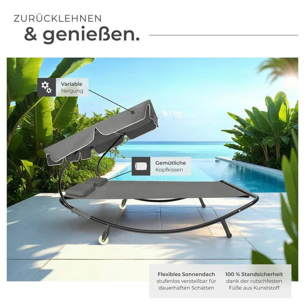 Gartenliege für 2 Personen schwarz/grau