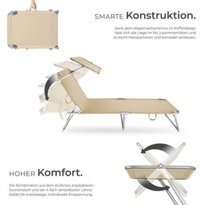 2 Gartenliegen 4-stufig beige