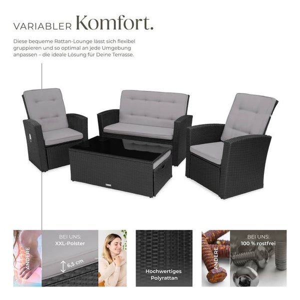 Rattan Lounge Bari - schwarz