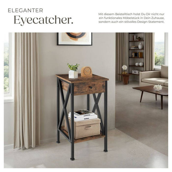 Beistelltisch Dayton Industrial Holz dunkel, rustikal