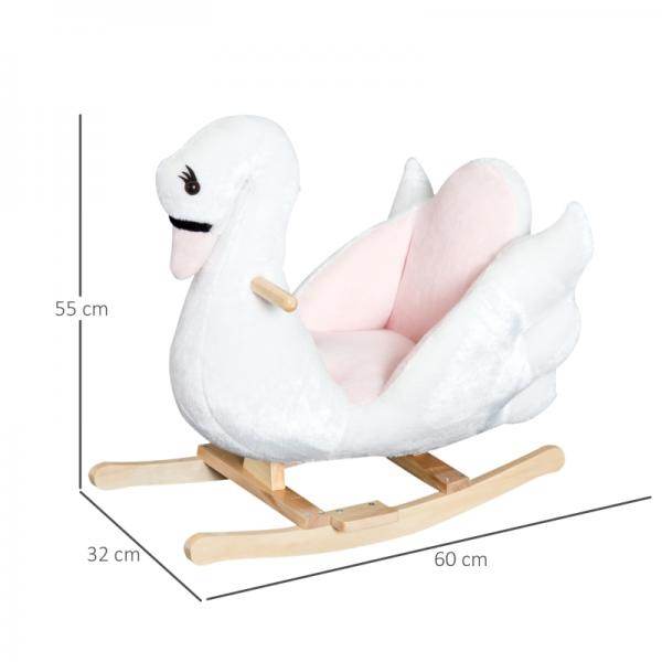 Schaukelpferd Baby Schaukeltier Schwan mit Musik Spielzeug Plüsch Rosa+Weiss