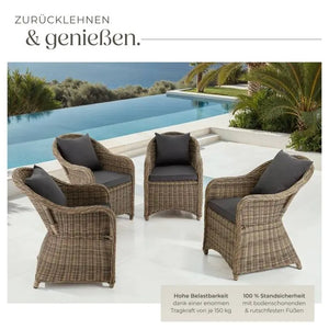 4er Set Aluminium Rattansessel
