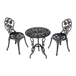 Gartenmöbel 3 tlg. Gartenset Sitzgruppe Tisch Stuhl Metall Bronze