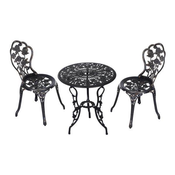 Gartenmöbel 3 tlg. Gartenset Sitzgruppe Tisch Stuhl Metall Bronze