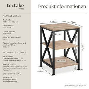 Beistelltisch Nottingham Industrial Holz hell, Eiche Sonoma