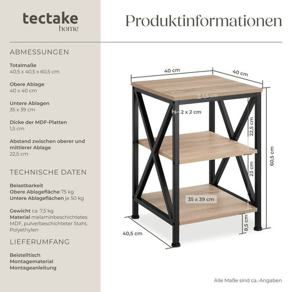Beistelltisch Nottingham Industrial Holz hell, Eiche Sonoma