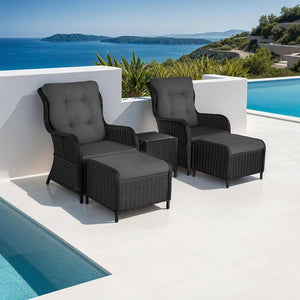Rattan Sitzgruppe Benissa schwarz/grau