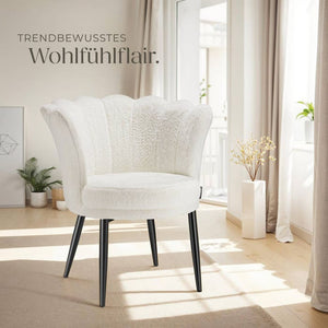 Sessel Stella Kunstfell creme/schwarz