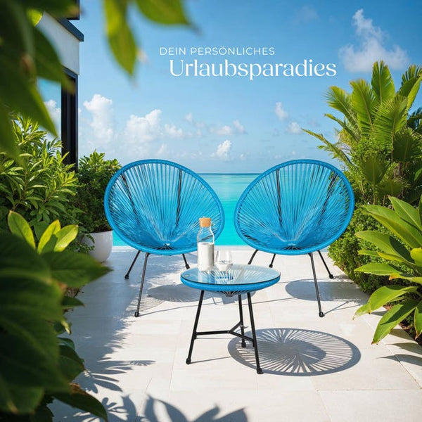 2 Gartenstühle Santana mit Tisch blau