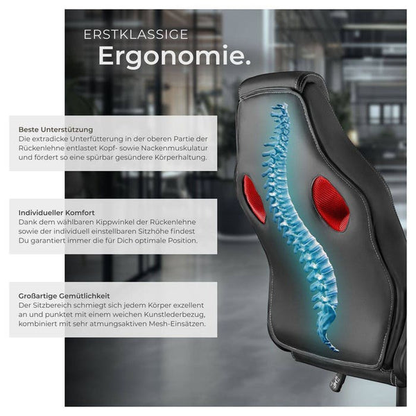 Mike office chair, black/red