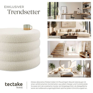 Sitzhocker mit Stauraum Altu XL Bouclé creme-weiß