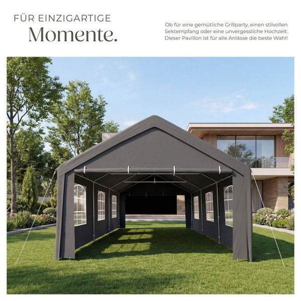 Gartenpavillon Jasko mit 4 Seitenteilen grau 6 x 4 m