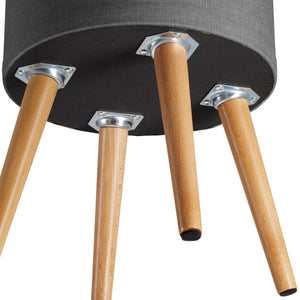 Sitzhocker Yara gepolstert in Leinenoptik 300kg mit Stauraum - dunkelgrau