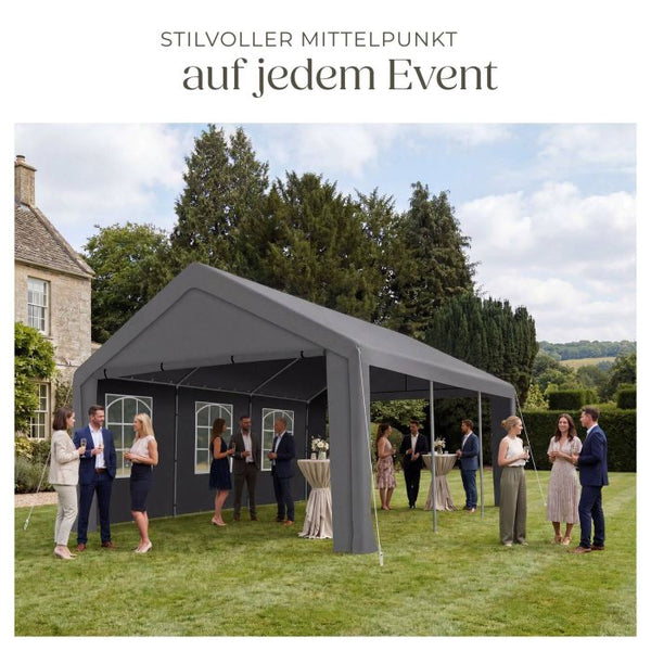 Gartenpavillon Jasko mit 4 Seitenteilen grau 6 x 4 m