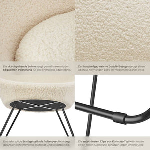 Cocktailsessel Cocktailsessel Centera, gepolstert, 120kg Bouclé off-white