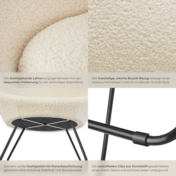 Cocktailsessel Cocktailsessel Centera, gepolstert, 120kg Bouclé off-white