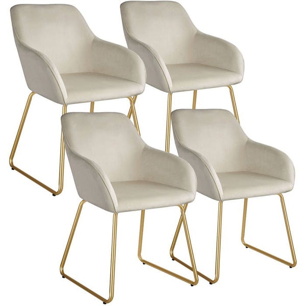 Esszimmerstuhl Jeane Samtoptik creme/gold 4er Set