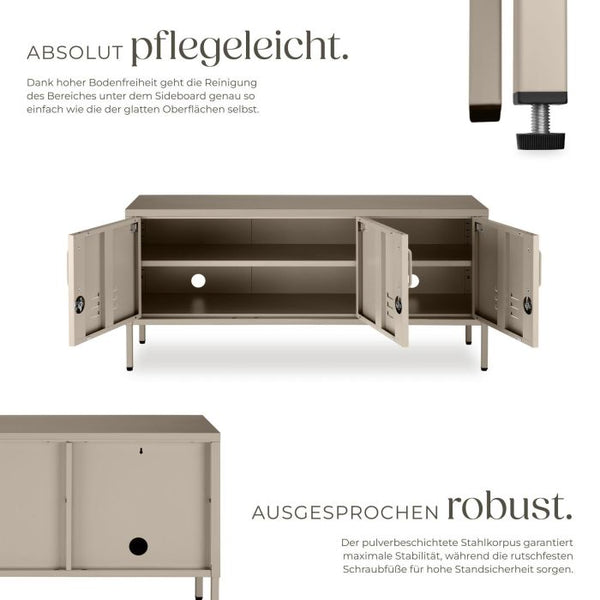 Sideboard Baker Metall abschliessbar braun 120 x 37,5 x 55,5 cm