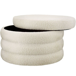 Sitzhocker mit Stauraum Altu XL Bouclé creme-weiß