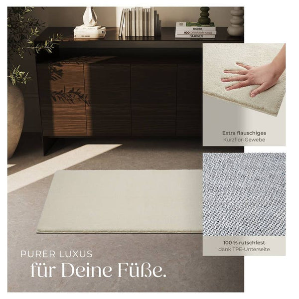 Kurzflorteppich Soft Zone beige 80 x 150 cm