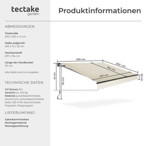Gelenkarmmarkise Ornella beige 250 x 200 cm