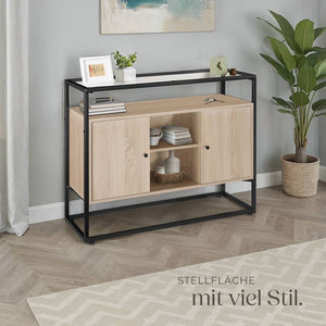 Sideboard Oldham 100x38x80,5cm Industrial Holz hell, Eiche Sonoma