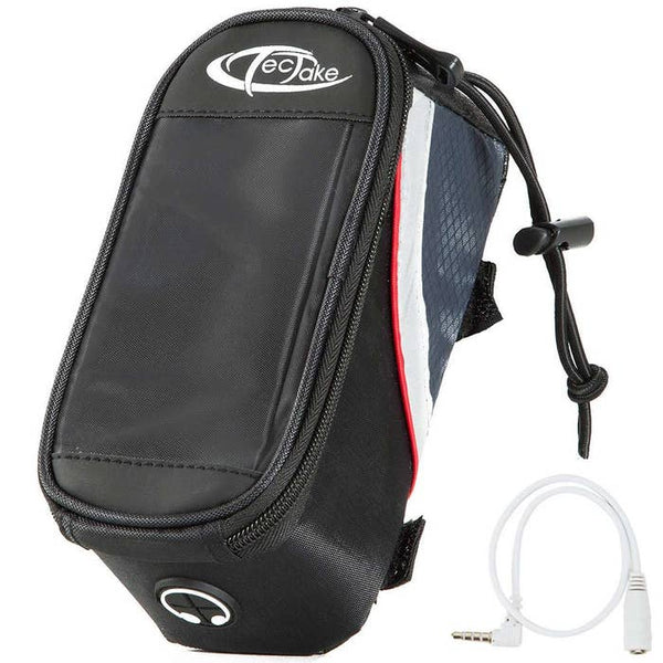 Fahrradtasche mit Rahmen-Befestigung für Smartphones schwarz/grau/rot 18 x 8,5 x 8,5 cm
