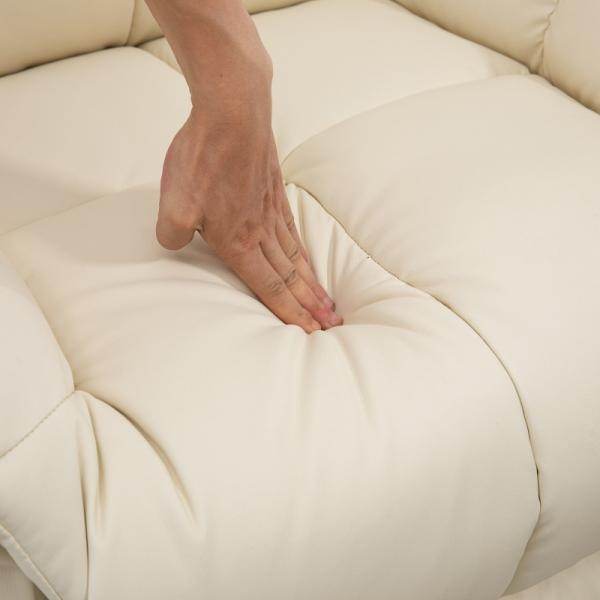 Massagesessel, Relaxsessel, 8 Vibrationspunkte, Liegefunktion, Kunstleder, cremeweiss