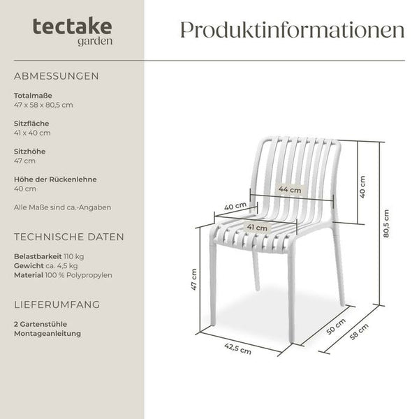 Gartenstühle Alcudia creme 2er Set