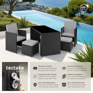 Rattan Sitzgruppe Palermo schwarz/grau